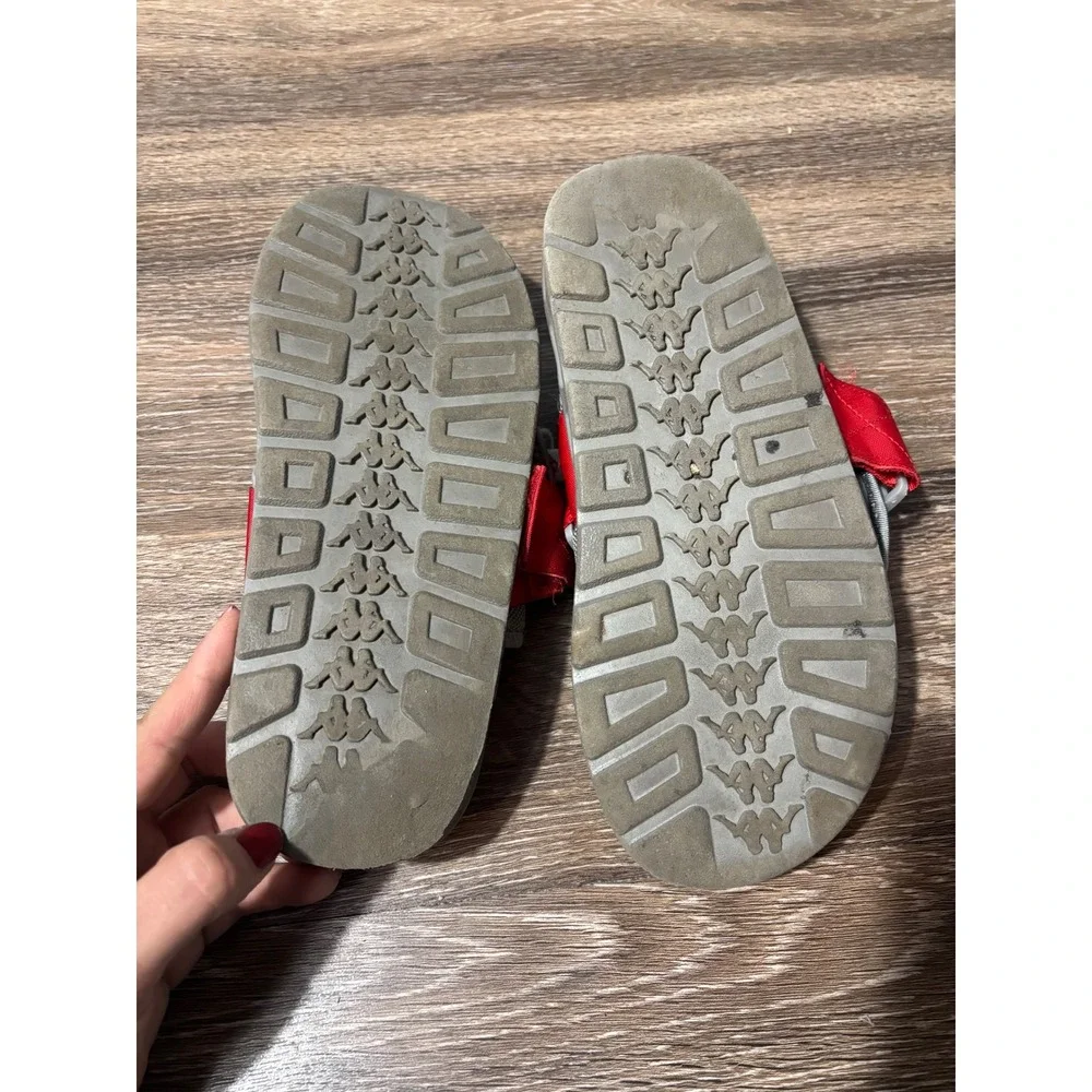 Kappa‎ Banda Mitel 1 Sandals Grey Red Logo Buckle Slide Sandals Mens 8.5